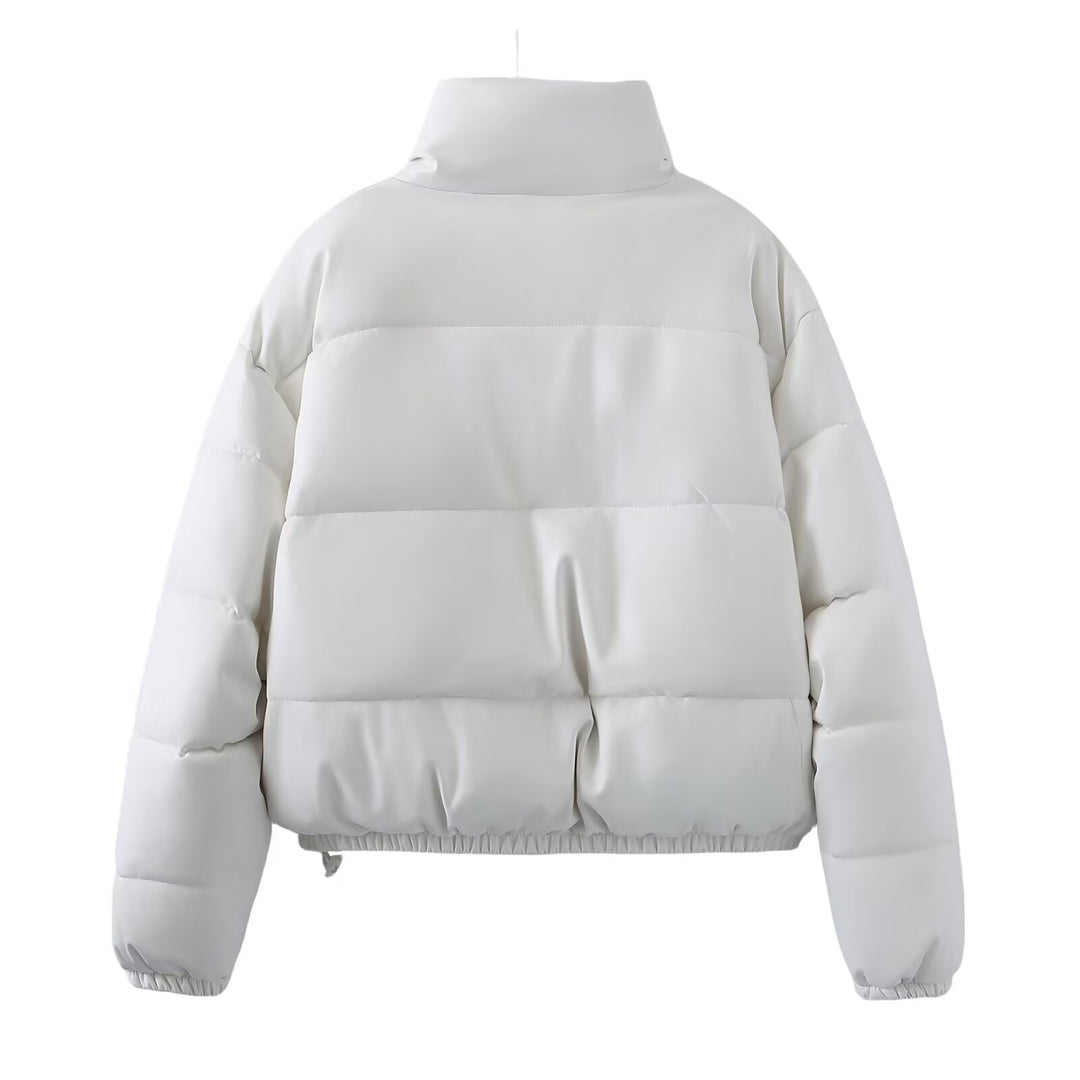 Damen Kurz geschnittene Steppjacke mit hohem Stehkragen, Druckknopfverschluss und elastischem Saum Nord Taschen