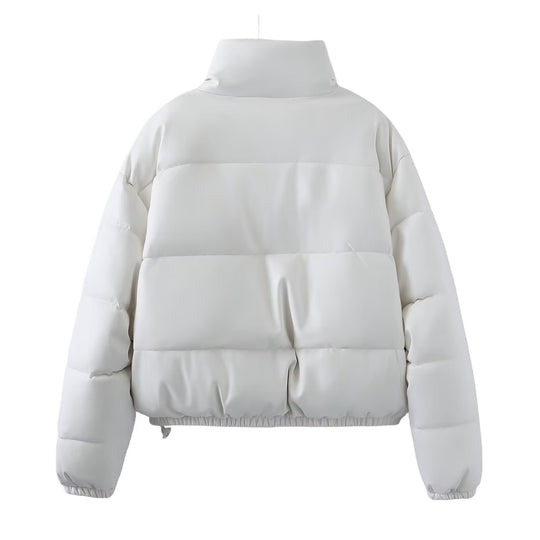 Damen Kurz geschnittene Steppjacke mit hohem Stehkragen, Druckknopfverschluss und elastischem Saum Nord Taschen