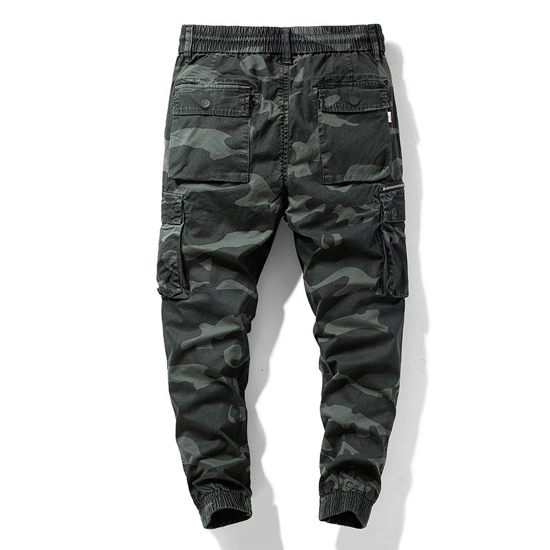 Herren Camouflage‑Cargo‑Jogger aus robustem Baumwollmix mit Tunnelzugbund, Reißverschluss‑Tasche und gerippten Knöcheln Nord Taschen