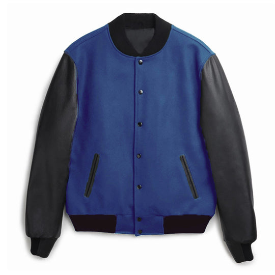 Herren College-Bomberjacke im Varsity-Stil mit Wollkörper und Lederärmeln Nord Taschen