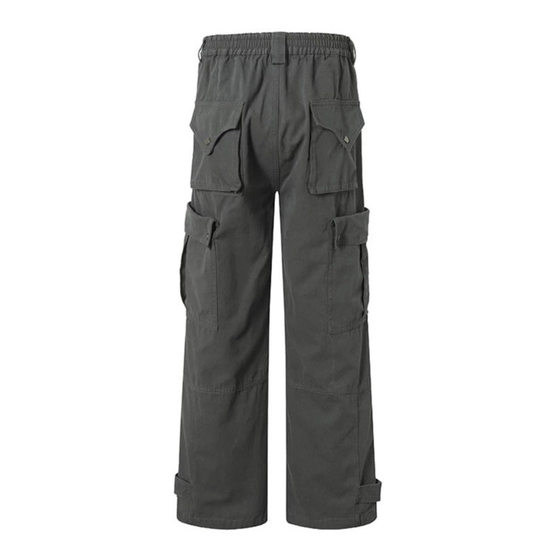 Damen weite Cargo-Culottehose mit hohem Bund, elastischem Taillenpass und Multi-Taschen Nord Taschen
