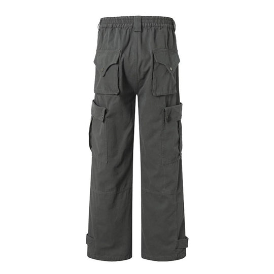 Damen weite Cargo-Culottehose mit hohem Bund, elastischem Taillenpass und Multi-Taschen Nord Taschen