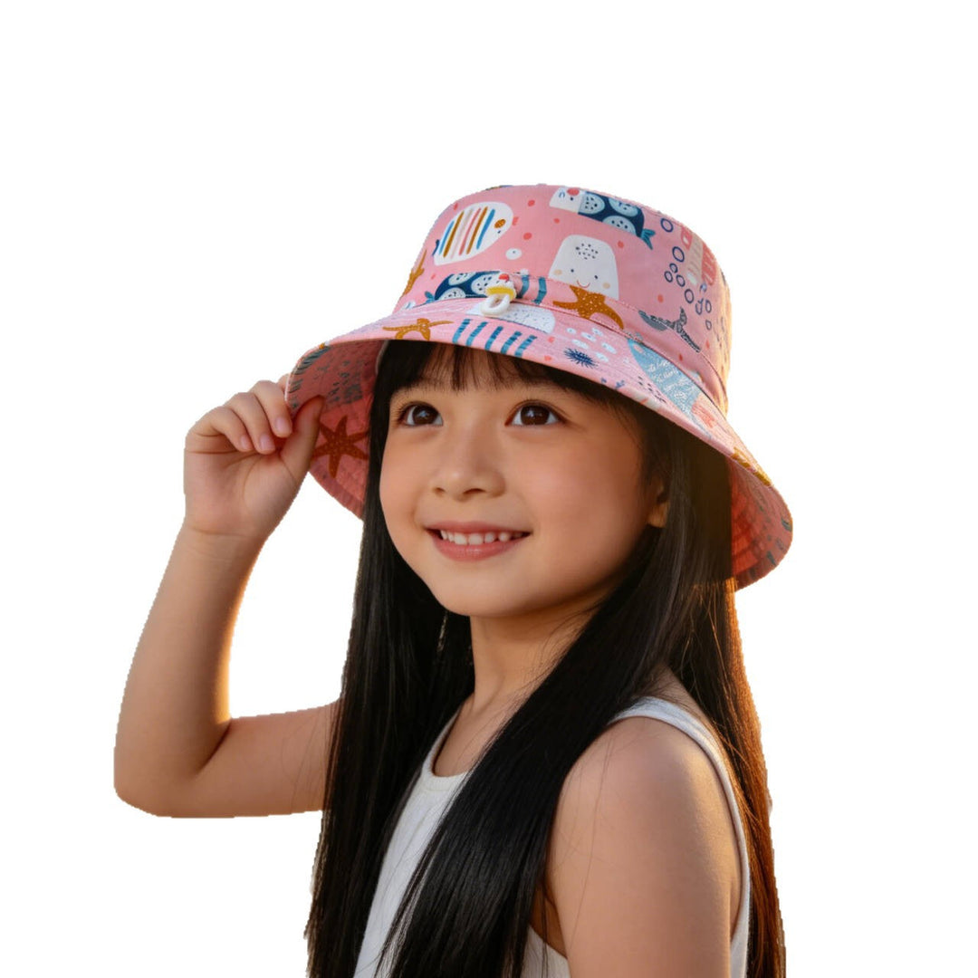 Unisex nan Kinder-Sonnenhut mit Wendemotiv, Kinnband und hohem UV-Schutz  Nord Taschen