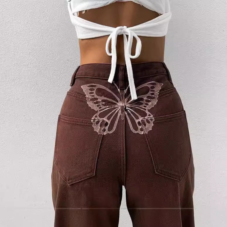 Damen hochgeschnittene Denim-Jeans mit geradem Bein, extra Länge und relaxed-fit Silhouette Nord Taschen