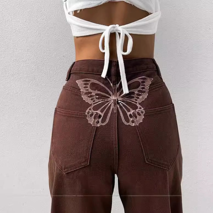 Damen hochgeschnittene Denim-Jeans mit geradem Bein, extra Länge und relaxed-fit Silhouette Nord Taschen
