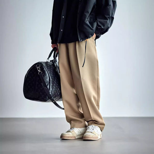 Herren Weite Chino-Hose mit Bundfalten und lockerem Schnitt Nord Taschen
