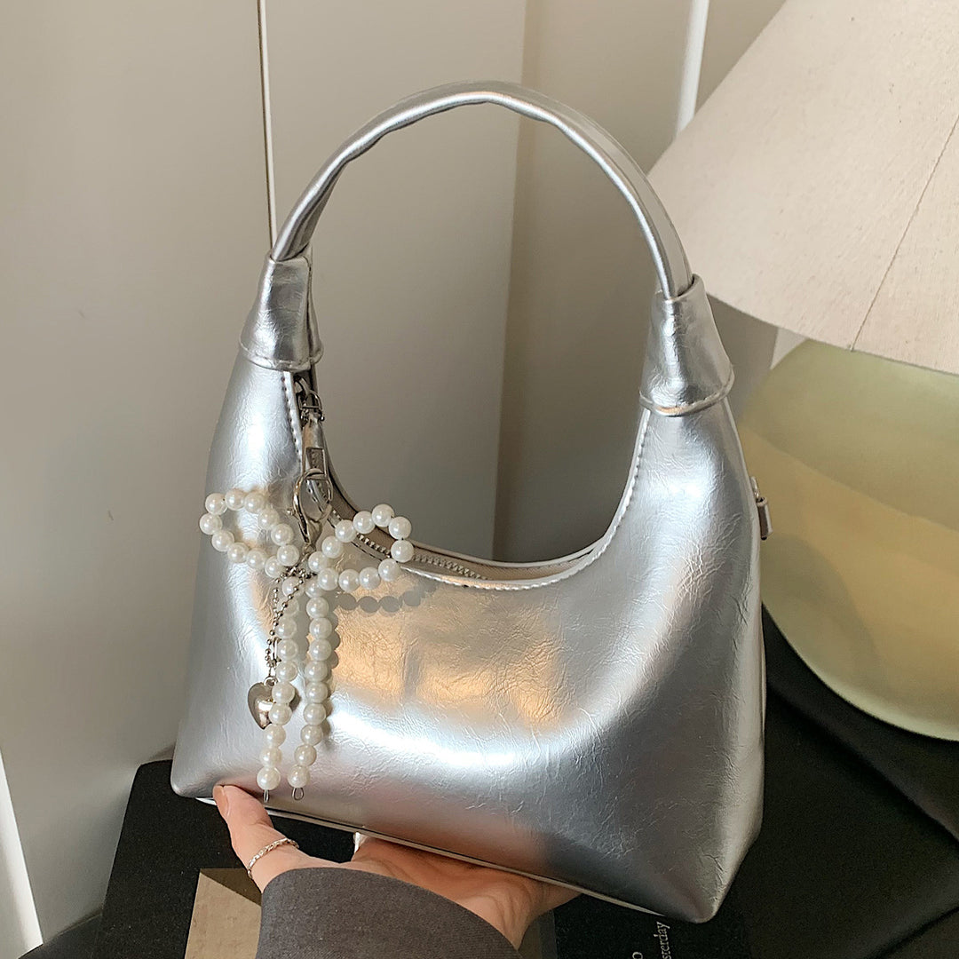 Damen Hobo-Handtasche mit elegantem, glänzendem Obermaterial und abnehmbarem Schulterriemen Nord Taschen