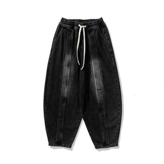 Herren Extraweite Jeanshose im Balloon‑Schnitt mit Tunnelzugbund und Längssteppungen Nord Taschen