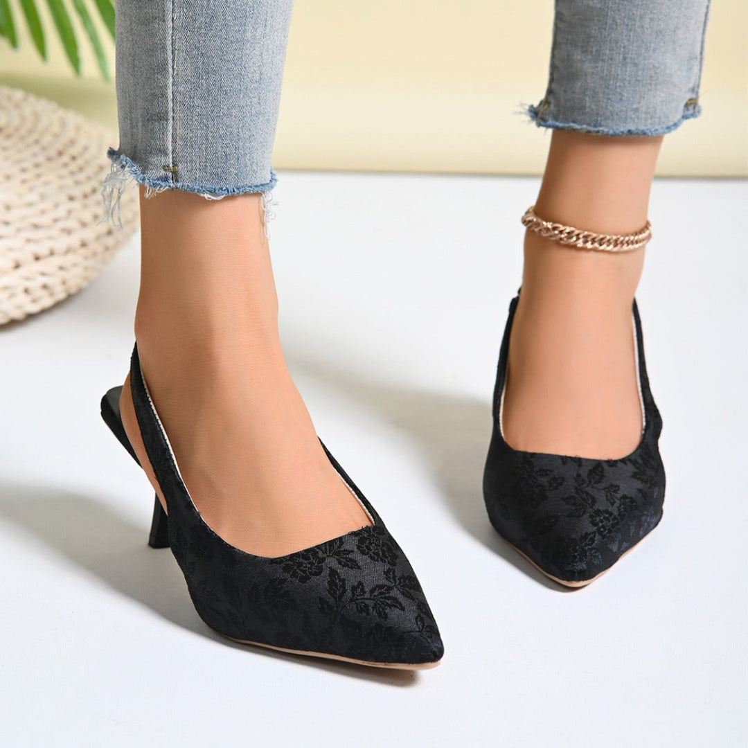 Damen elegante Slingback-Pumps mit floralem Jacquard-Muster