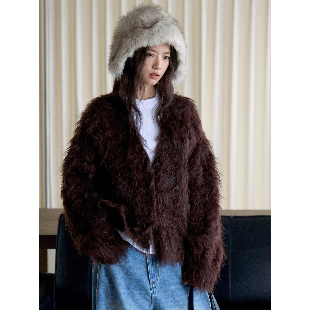 Damen Voluminöse Kapuzen‑Fellmütze aus Kunstfell mit Oversize‑Silhouette Nord Taschen