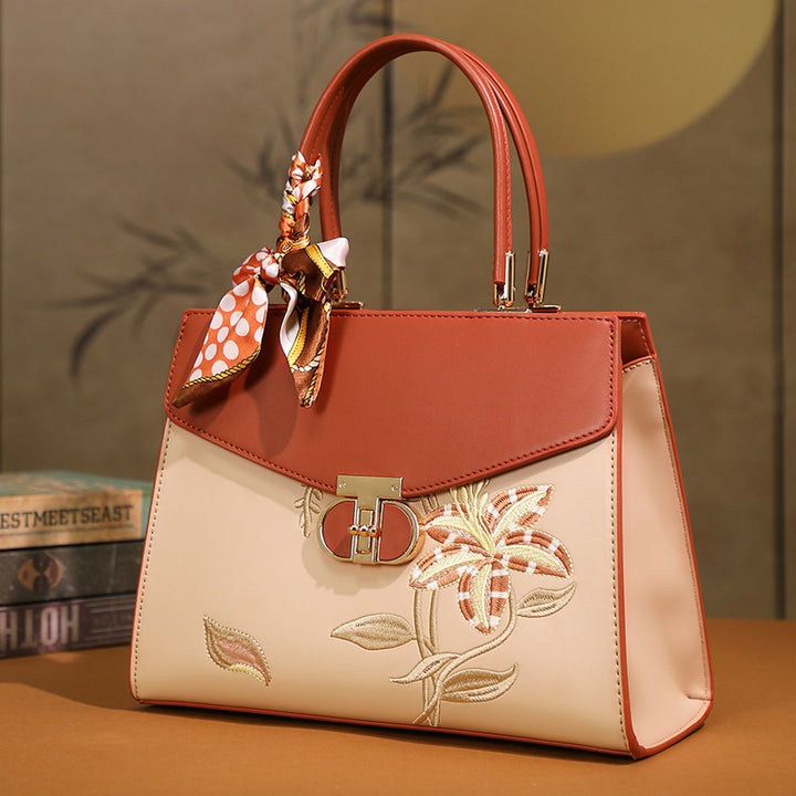 Damen elegante Handtasche mit floralem Stickdesign Nord Taschen