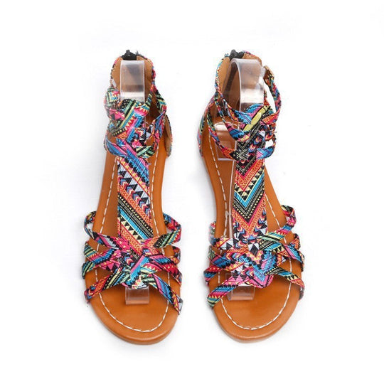 Damen verstellbare Freizeit-Sandalen mit buntem Design und komfortablem Fußbett Nord Taschen