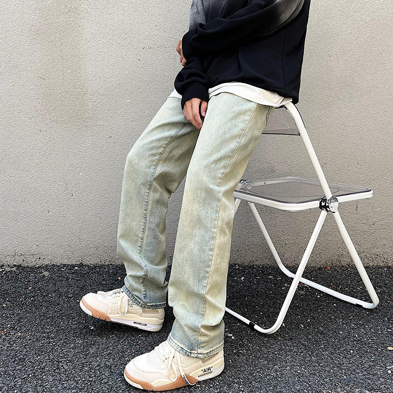 Herren Lockere Straight-Denim-Jeans mit leichter Stonewash-Optik und tiefem Schritt Nord Taschen