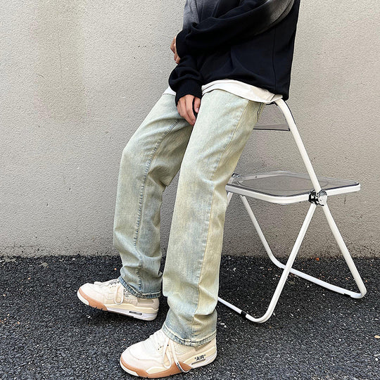 Herren Lockere Straight-Denim-Jeans mit leichter Stonewash-Optik und tiefem Schritt Nord Taschen