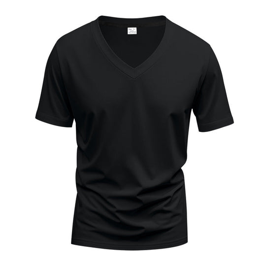Herren nan klassisches V-Ausschnitt T-Shirt aus feinem Baumwolljersey mit verstärktem Nackenband und Doppelnaht Nord Taschen