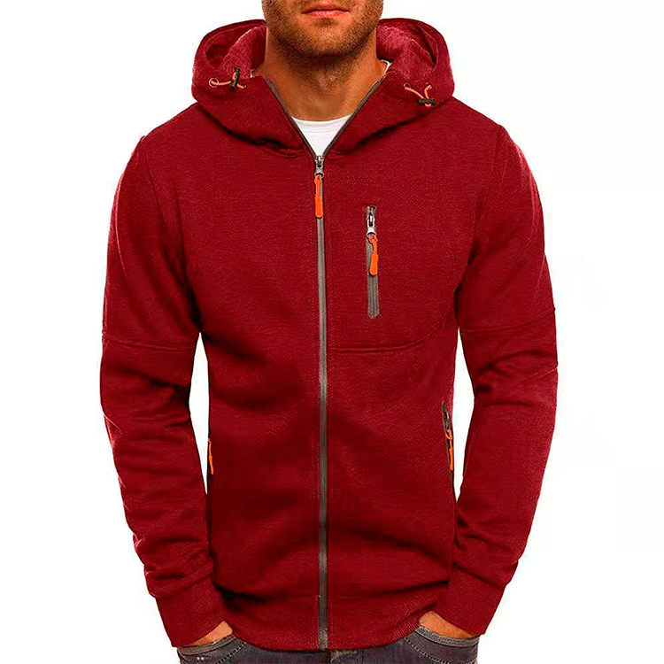 Herren funktionelle Kapuzenjacke mit durchgehendem Reißverschluss, Brust- und Seitentaschen sowie Kordelzug Nord Taschen
