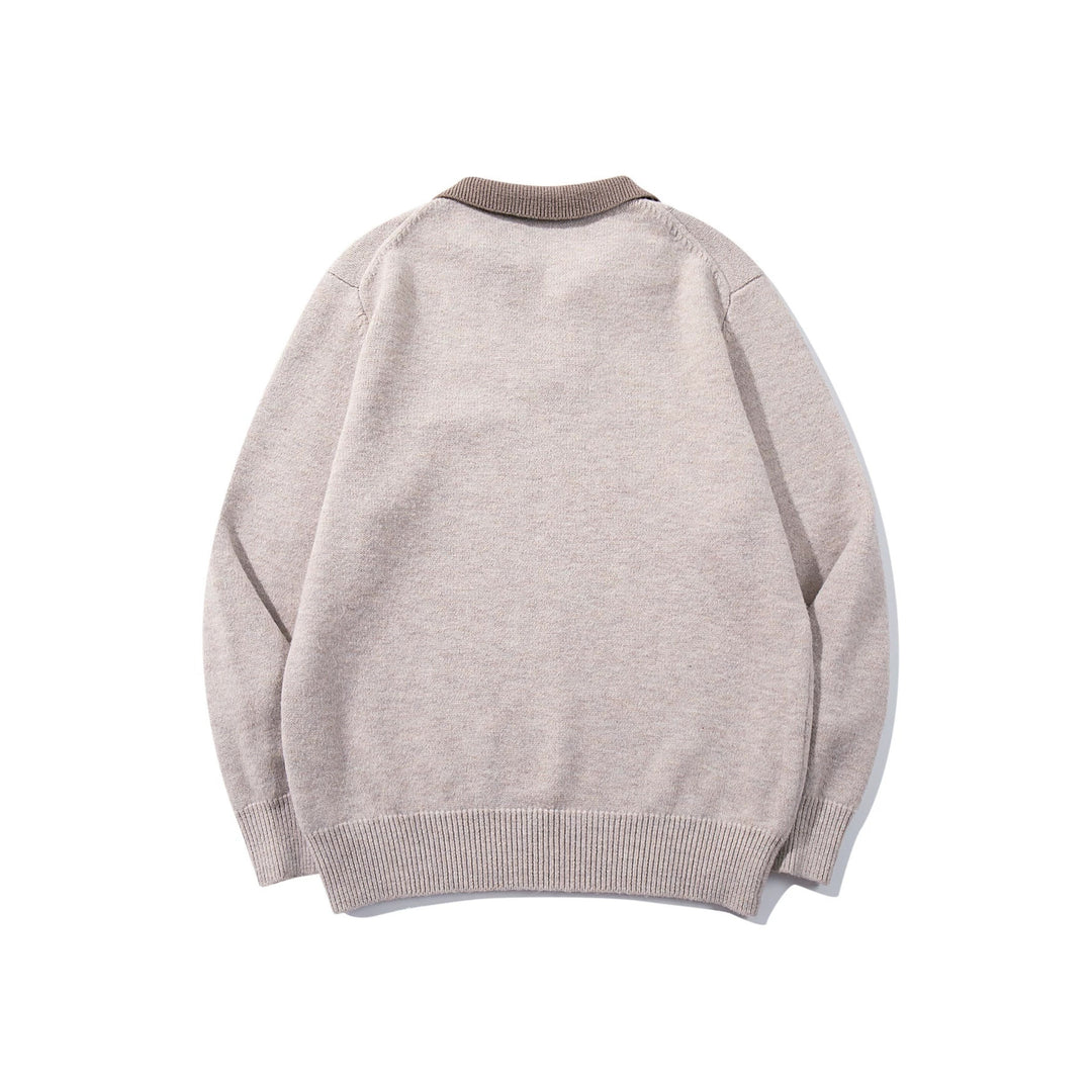Herren Boxy-Strickpullover mit Polokragen und V‑Einsatz Nord Taschen