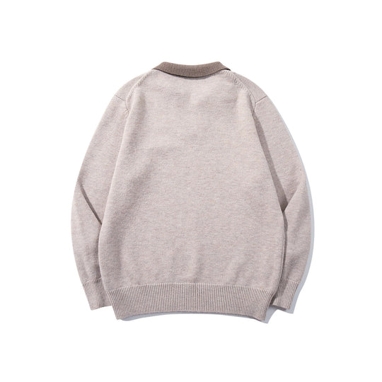 Herren Boxy-Strickpullover mit Polokragen und V‑Einsatz Nord Taschen