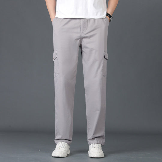 Herren Weite Cargo-Hose mit elastischem Bund, aufgesetzten Klappentaschen & geradem Bein Nord Taschen