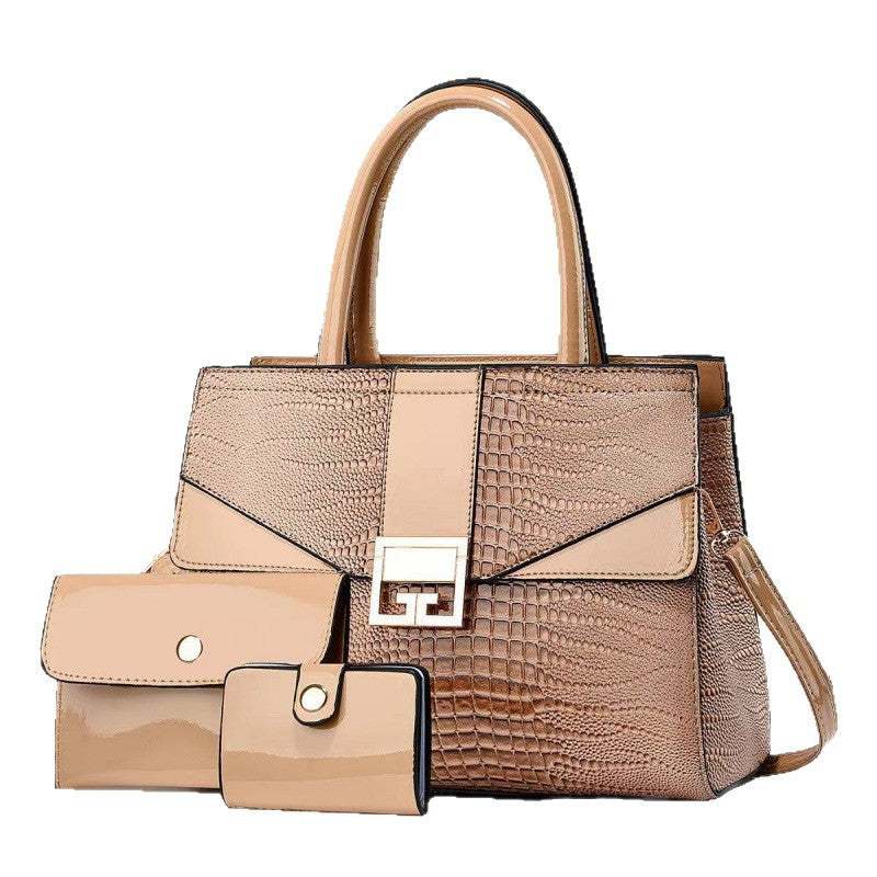 Damen elegante Handtasche mit abnehmbarer Mini-Clutch und raffiniertem Kroko-Look Nord Taschen