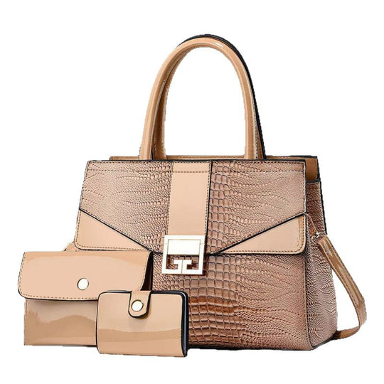 Damen elegante Handtasche mit abnehmbarer Mini-Clutch und raffiniertem Kroko-Look Nord Taschen