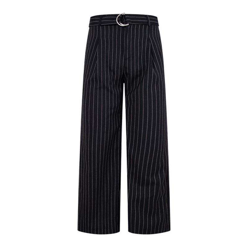 Damen Weite Leinen-Mix Culotte-Hose mit Hochbund und D-Ring-Gürtel Nord Taschen
