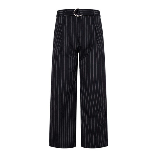 Damen Weite Leinen-Mix Culotte-Hose mit Hochbund und D-Ring-Gürtel Nord Taschen