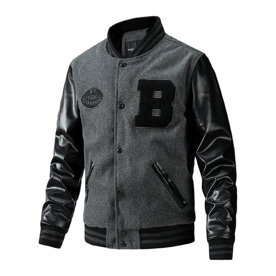 Herren Collegejacke aus Wollmix mit verstärkten Lederärmeln Nord Taschen