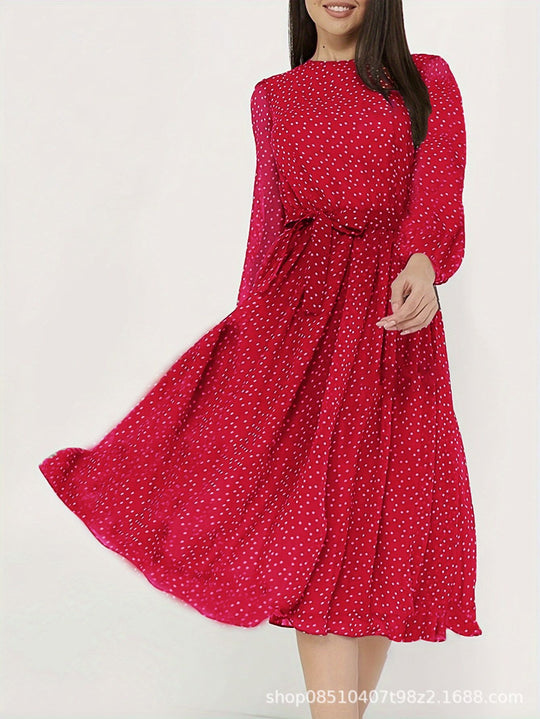 Damen Elegantes Midi-Kleid mit Punkten Nord Taschen