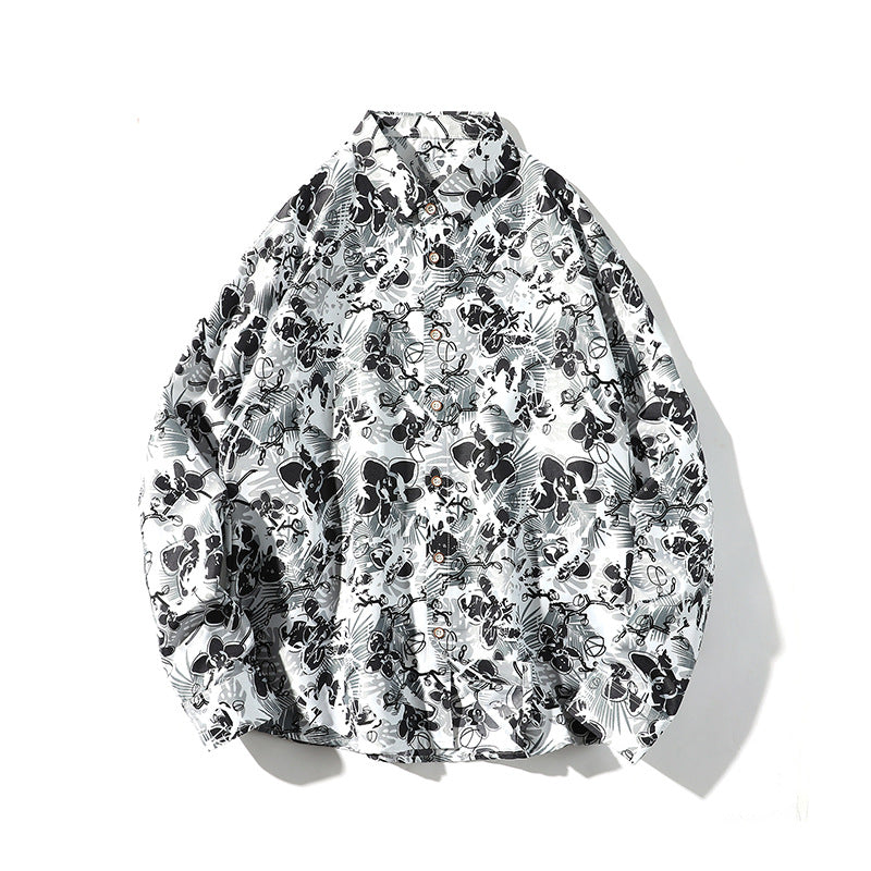 Herren Oversize-Knopfhemd mit grafischem Allover-Print und lockerem Relaxed-Schnitt Nord Taschen