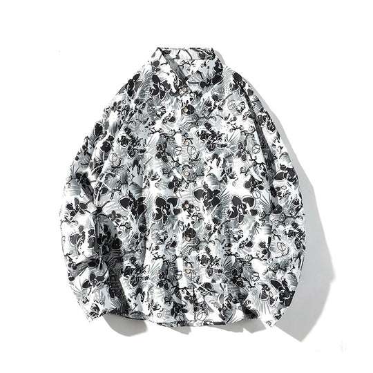 Herren Oversize-Knopfhemd mit grafischem Allover-Print und lockerem Relaxed-Schnitt Nord Taschen