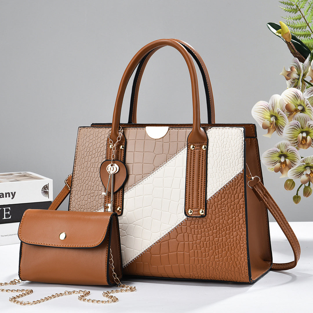 Damen elegante Handtasche mit Krokodilprägung und abnehmbarer Mini-Clutch Nord Taschen