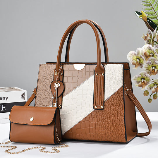 Damen elegante Handtasche mit Krokodilprägung und abnehmbarer Mini-Clutch Nord Taschen