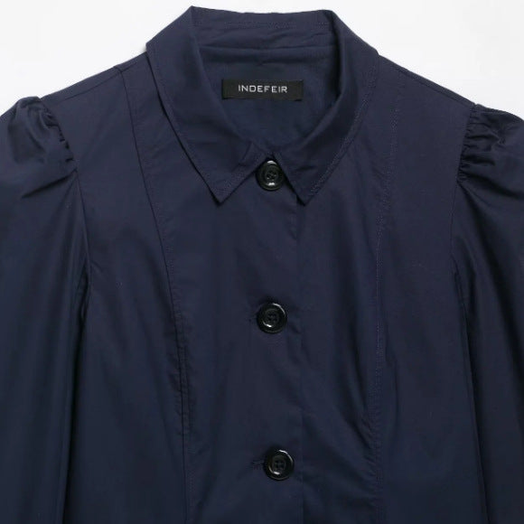Damen Cropped Blousonjacke mit Puffärmeln, Hemdkragen und verlängerten Manschetten Nord Taschen