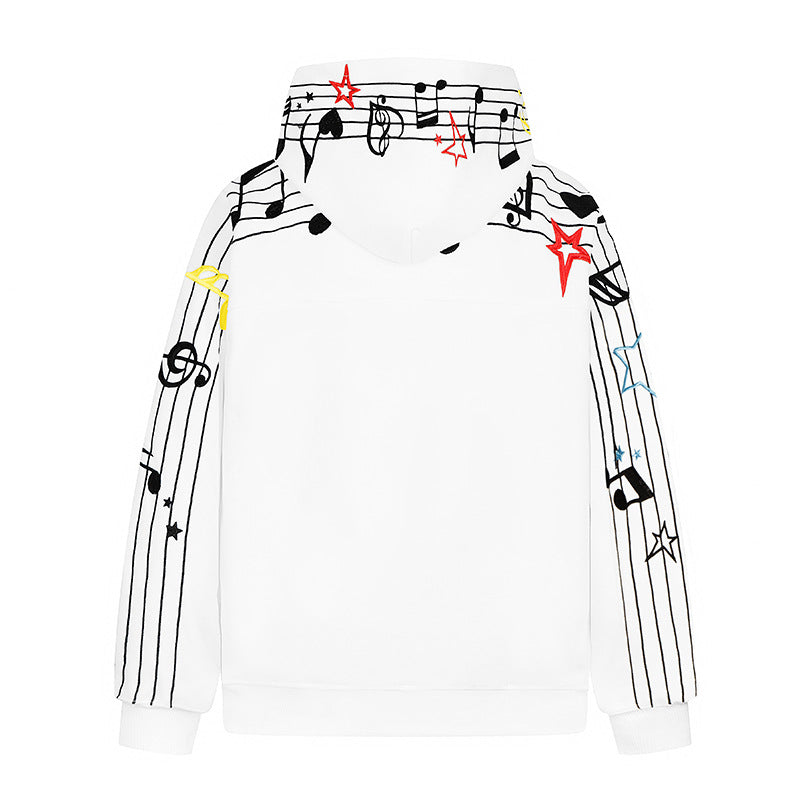Damen Kapuzen-Sweatshirt mit musikalischem Noten- und Sternprint, relaxed Fit Nord Taschen