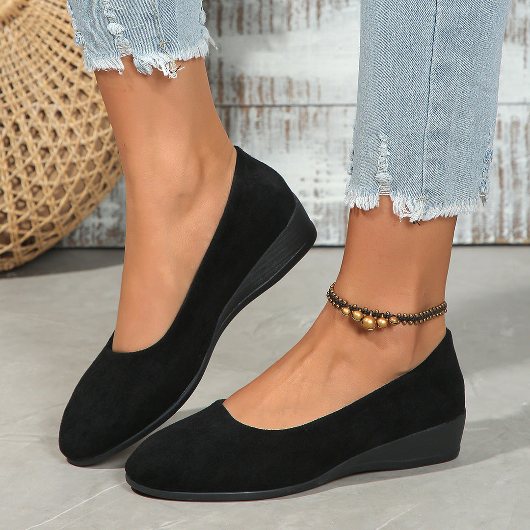 Damen elegante Wedge-Pantoletten mit überkreuzten Riemen und komfortablem Fußbett