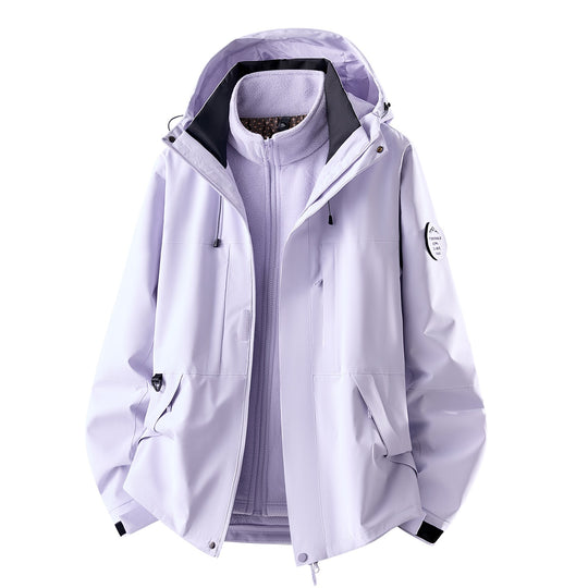 Damen Dreiteilige wasserdichte Outdoorjacke mit abnehmbarem Fleece-Innenlayer Nord Taschen