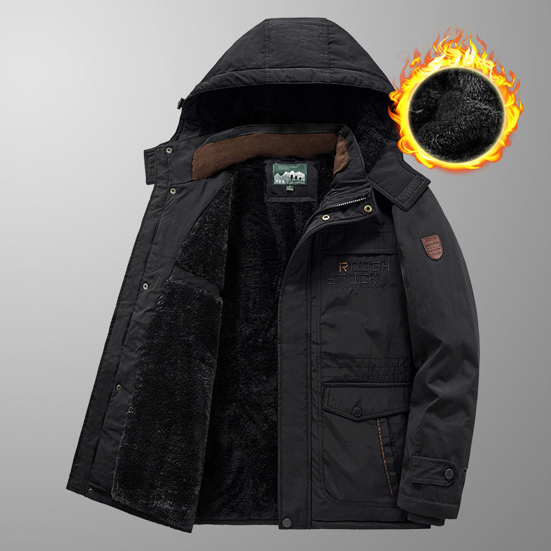 Herren wärmender gefütterter Kapuzenparka mit durchgehendem Teddyfleecefutter und Utility‑Taschen Nord Taschen