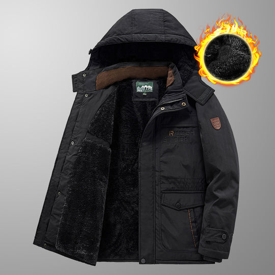 Herren wärmender gefütterter Kapuzenparka mit durchgehendem Teddyfleecefutter und Utility‑Taschen Nord Taschen