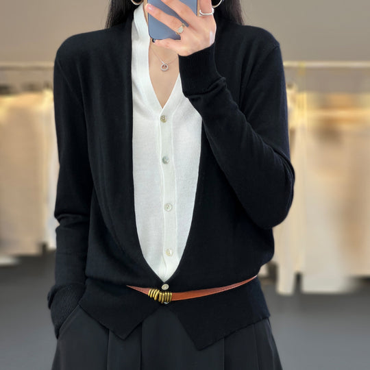 Damen Leichter Offener Feinstrick-Cardigan mit asymmetrischer Zipfelkante und taillierter Silhouette Nord Taschen