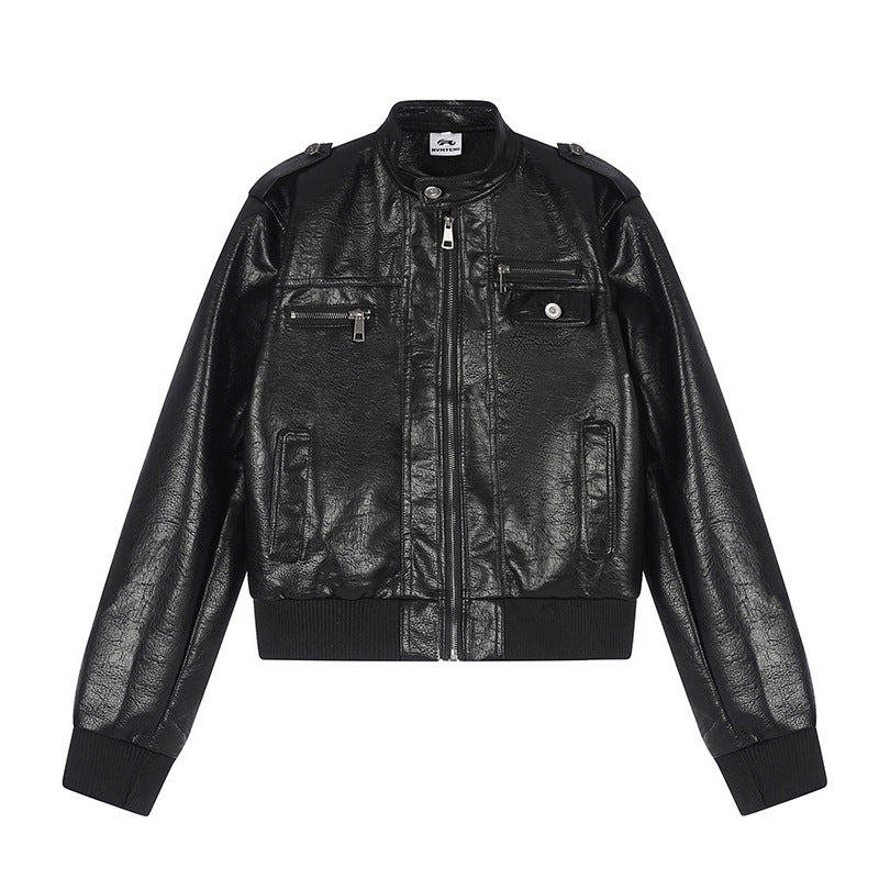 Herren Lederoptik-Bomberjacke Nord Taschen