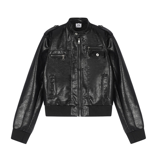 Herren Lederoptik-Bomberjacke Nord Taschen