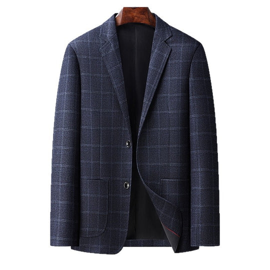 Herren Karierter Business-Blazer aus Wollmix mit leichtem Stretch und aufgesetzten Taschen Nord Taschen