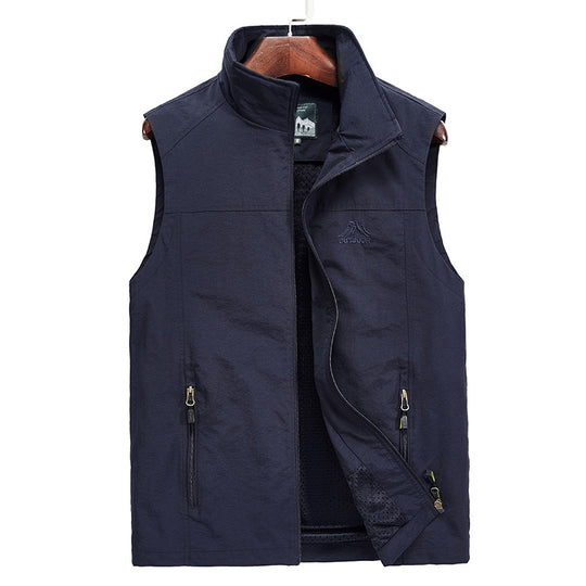 Herren Leichte atmungsaktive Outdoor-Utility-Weste mit Stehkragen, Reißverschlusstaschen und Mesh-Innenfutter Nord Taschen