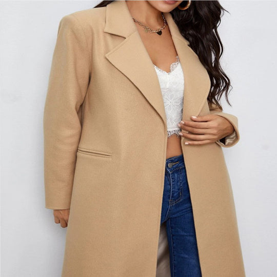 Damen Maxilanger Einreihiger Mantel im minimalistischen Tailoring mit verdeckter Knopfleiste und Eingrifftaschen Nord Taschen