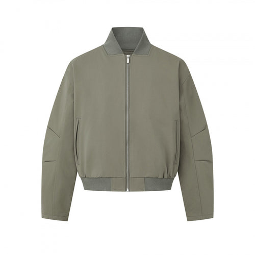 Unisex Kurz geschnittene minimalistische Bomberjacke mit geripptem Stehkragen und verdeckter Reißverschlussblende Nord Taschen