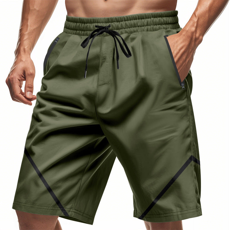 Herren nan atmungsaktive Trainingsshorts mit Reißverschlusstaschen und elastischem Tunnelzugbund