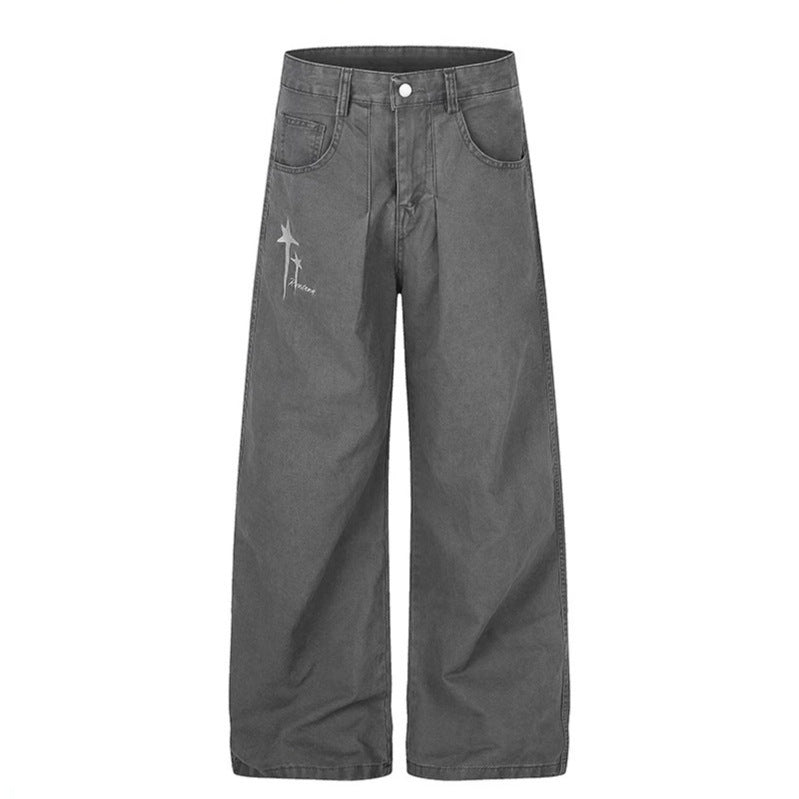 Damen Highwaist Culotte-Jeans mit weitem Bein, hoher Taille und dezenter Stern-Applikation Nord Taschen