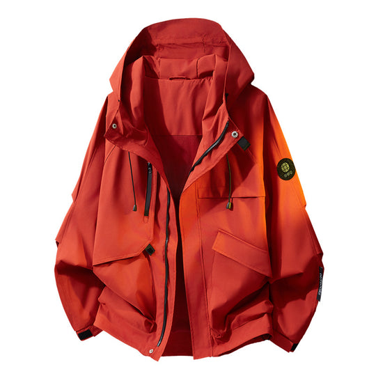 Herren Oversize Utility-Kapuzenjacke mit Multifunktions-Taschen, Zwei-Wege-Reißverschluss & verstellbarem Saum Nord Taschen