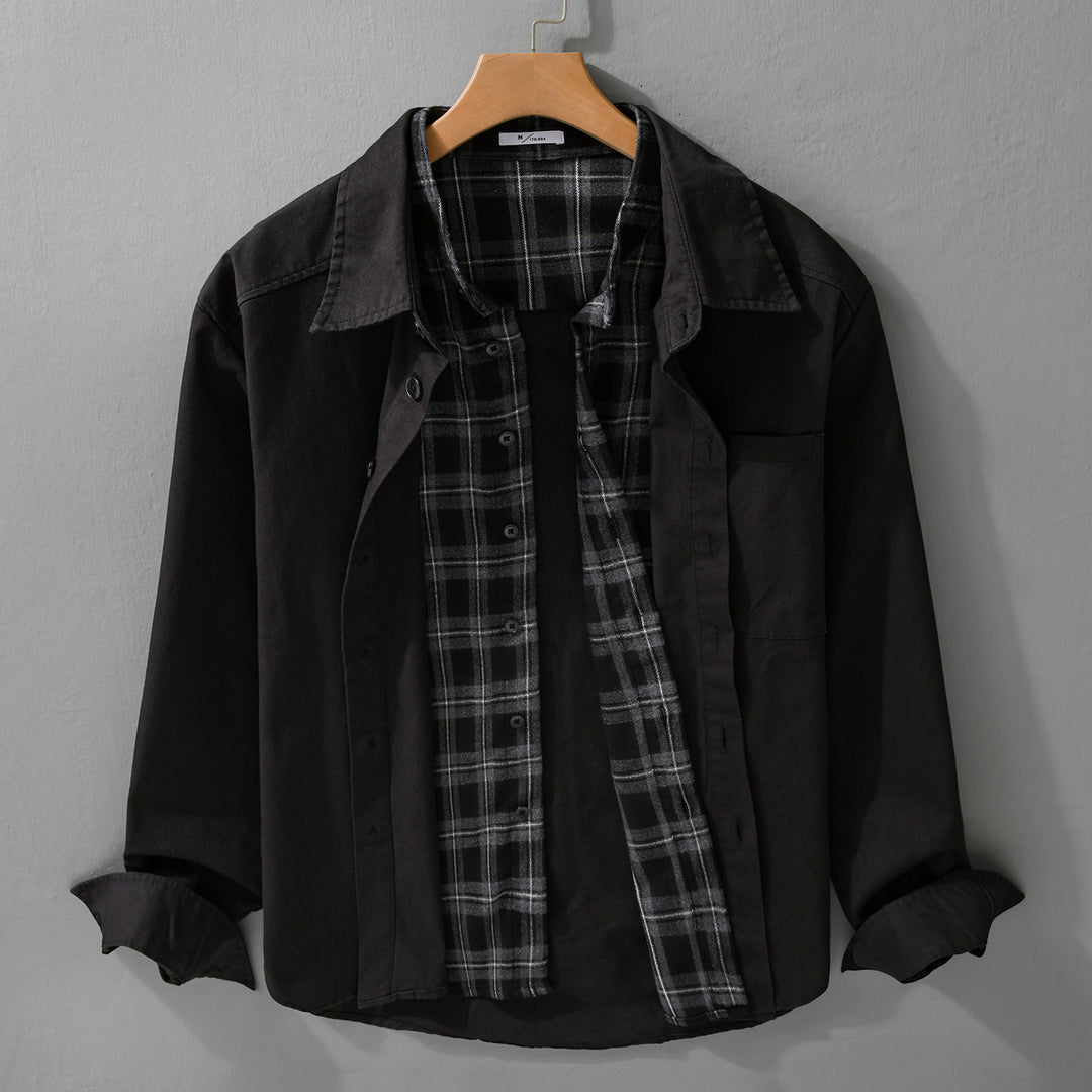 Herren Overshirt-Jacke mit karierter Thermofütterung Nord Taschen